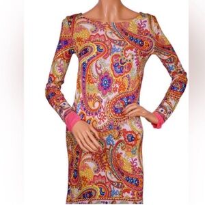 D&G Vibrant Paisley Long Sleeve Dress